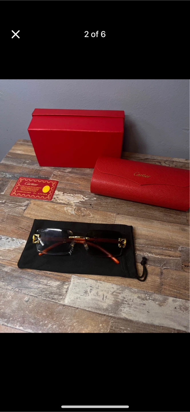 Cartier Rimless Sunglasses Orange Temples Gold Accents - photo 2