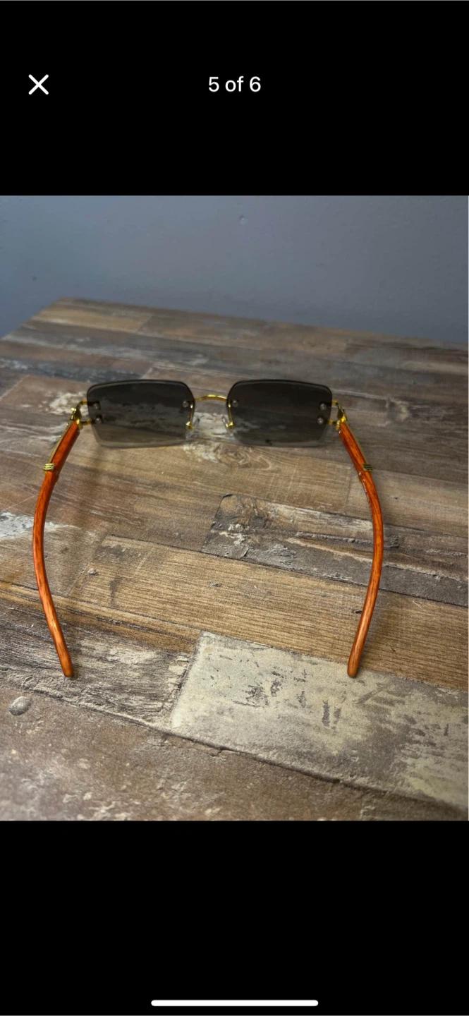 Cartier Rimless Sunglasses Orange Temples Gold Accents - photo 5