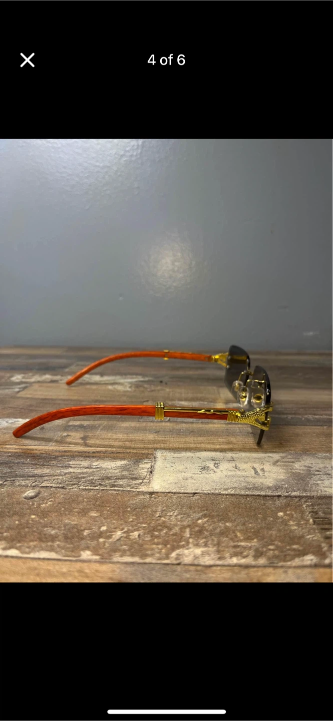 Cartier Rimless Sunglasses Orange Temples Gold Accents - photo 3