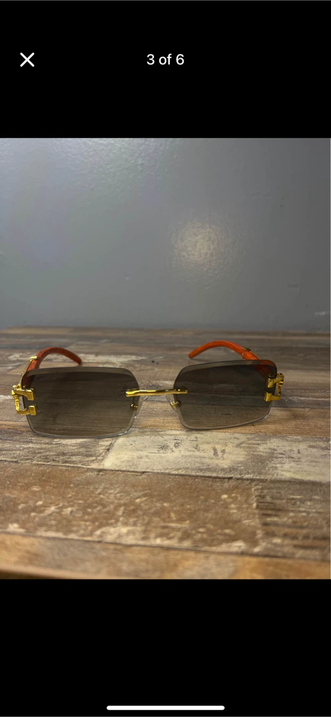Cartier Rimless Sunglasses Orange Temples Gold Accents - photo 4