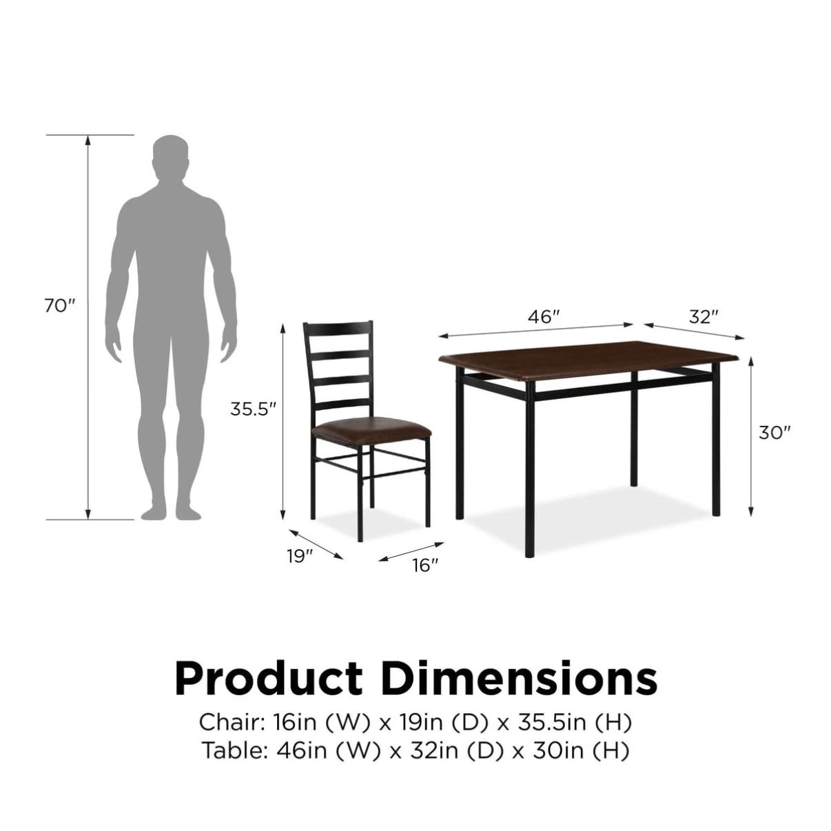 Mainstays 5-Piece Dining Set with Wood Tabletop and Steel Frame - photo 2