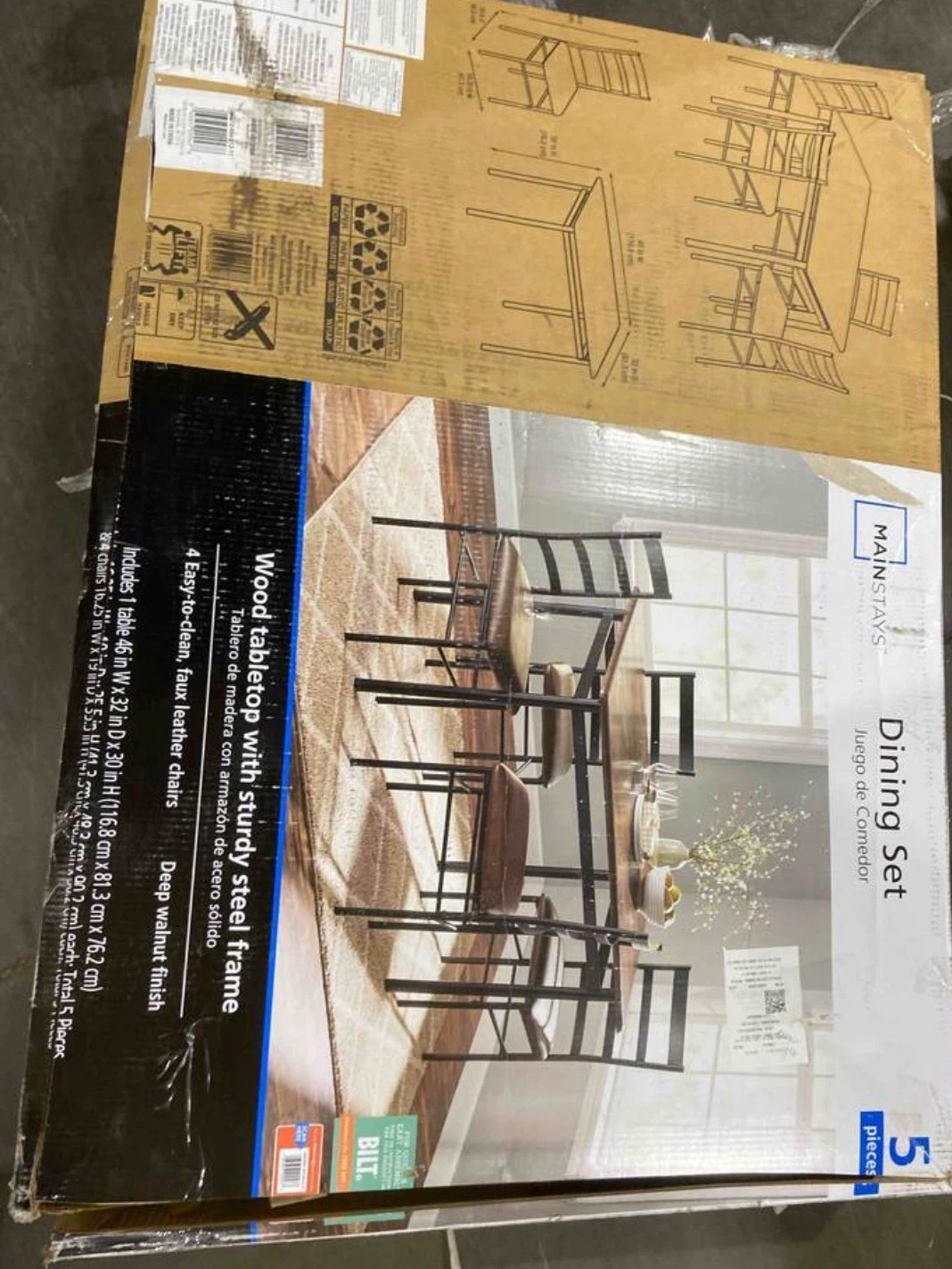 Mainstays 5-Piece Dining Set with Wood Tabletop and Steel Frame - photo 4