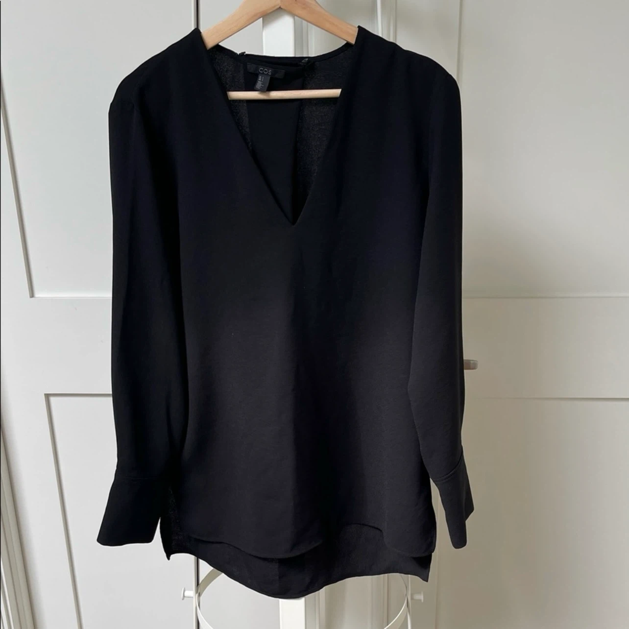 COS Black V-Neck Long Sleeve Blouse