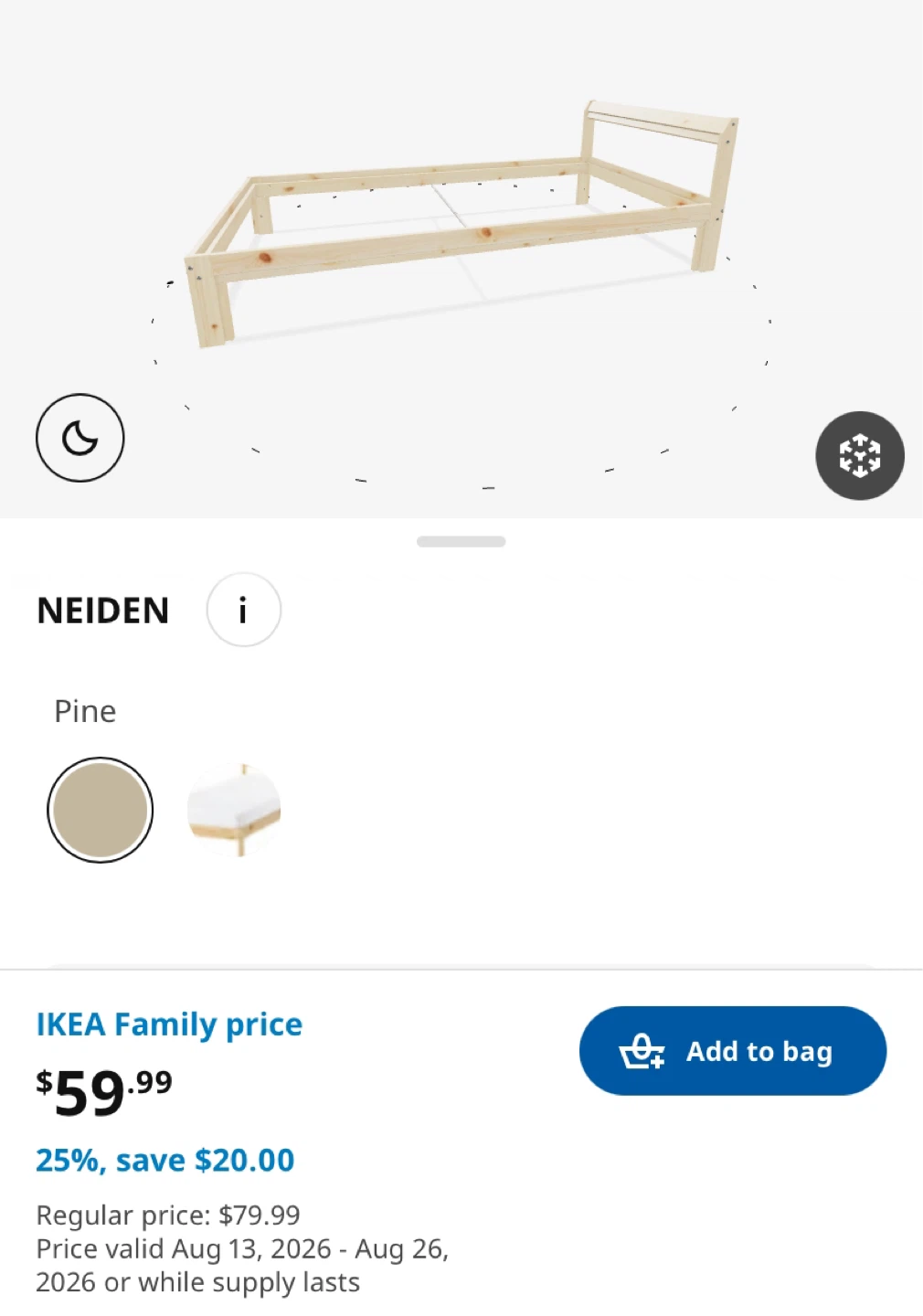 IKEA NEIDEN Pine Bed Frame