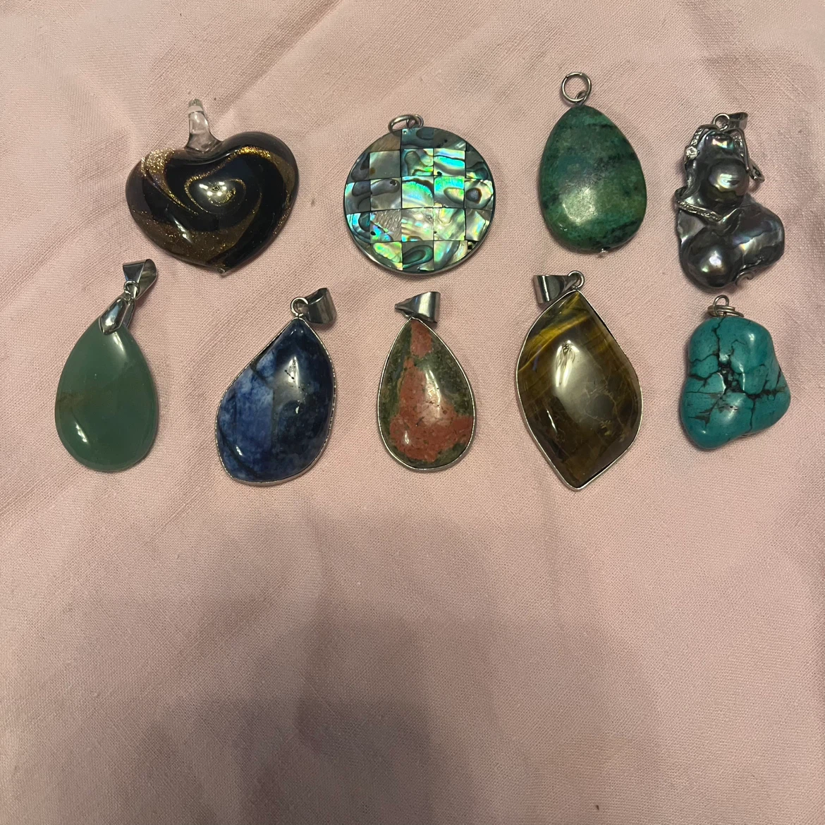 Assorted Gemstone and Glass Pendants