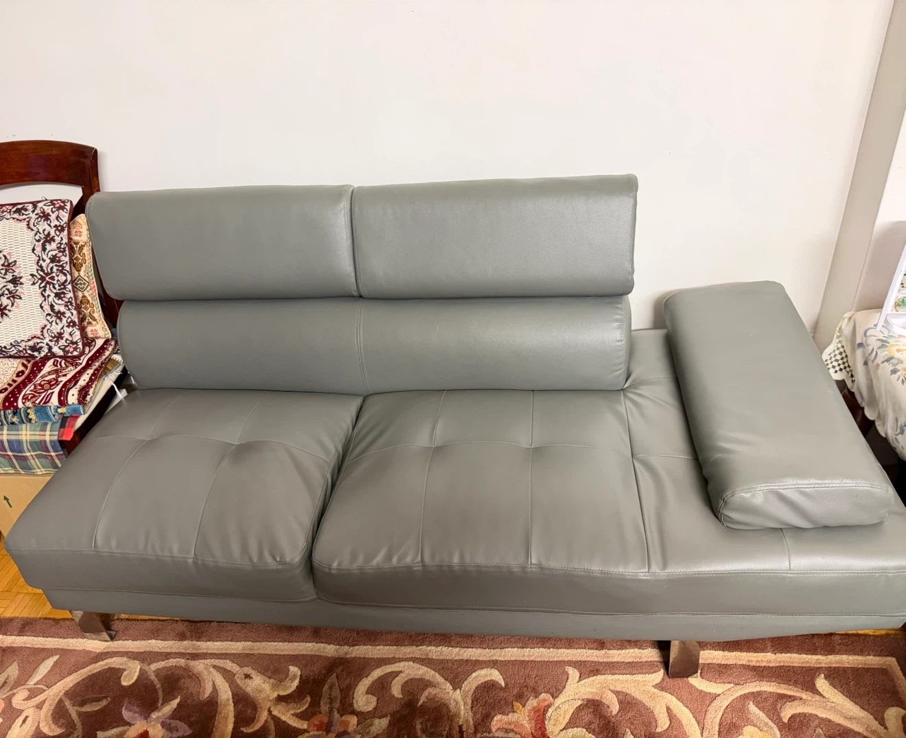 Grey Faux Leather Sofa