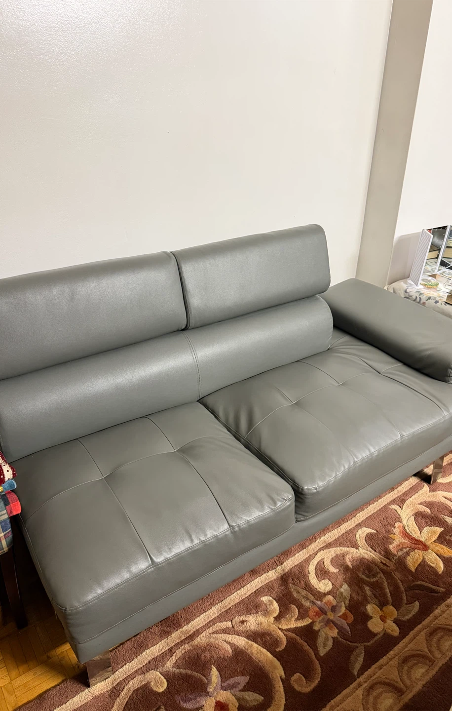 Grey Faux Leather Sofa - photo 3