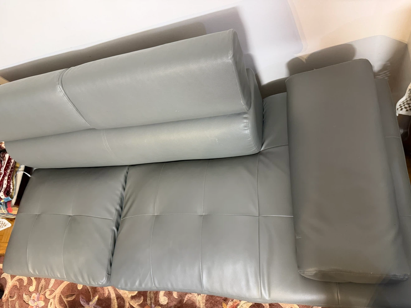 Grey Faux Leather Sofa - photo 4