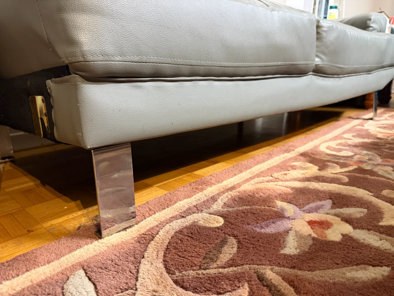 Grey Faux Leather Sofa - photo 5