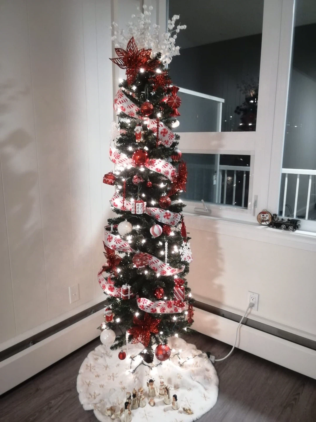 Pencil Christmas tree with decorations