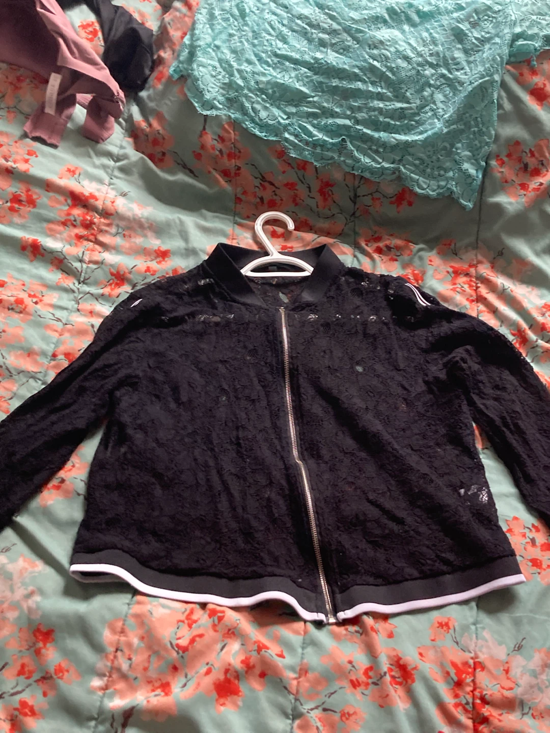 Black Lace Bomber Jacket