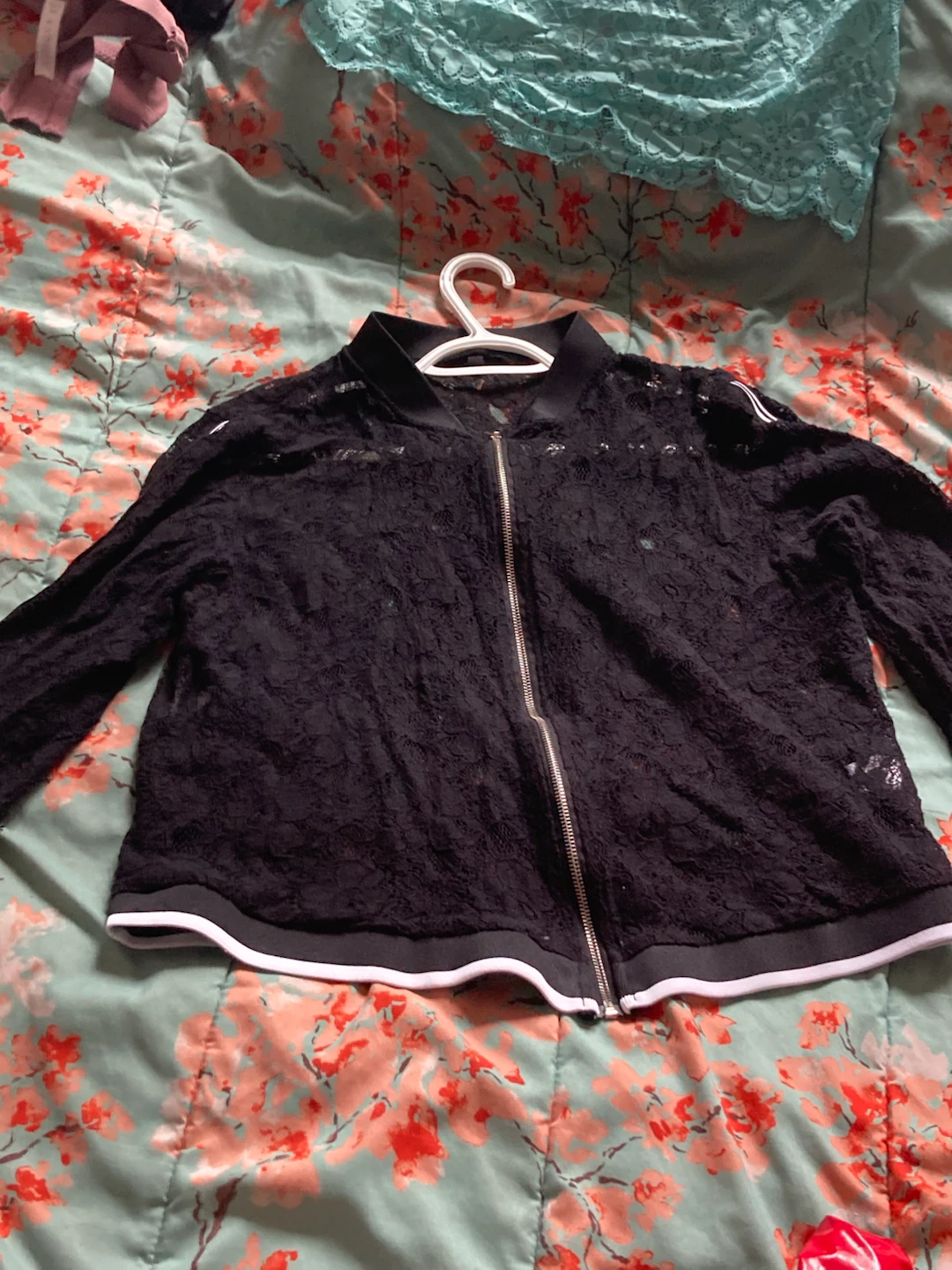 Black Lace Bomber Jacket - photo 2