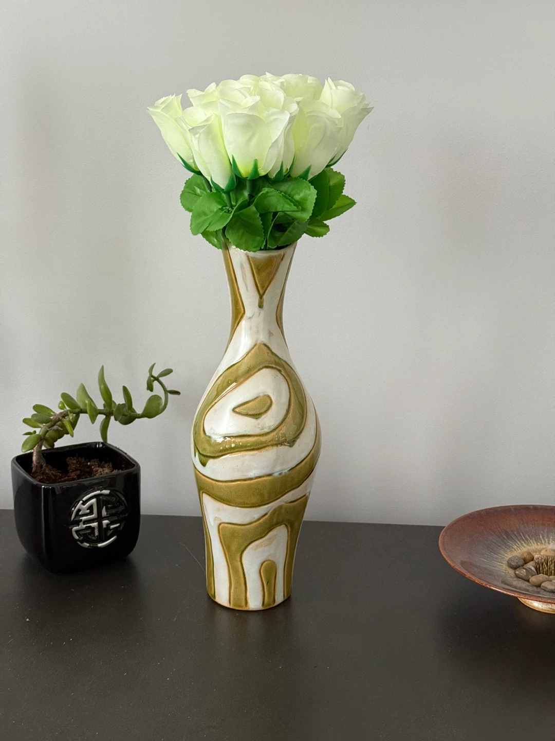 Handcrafted Arrangement in Decorative Swirl Pattern Vase