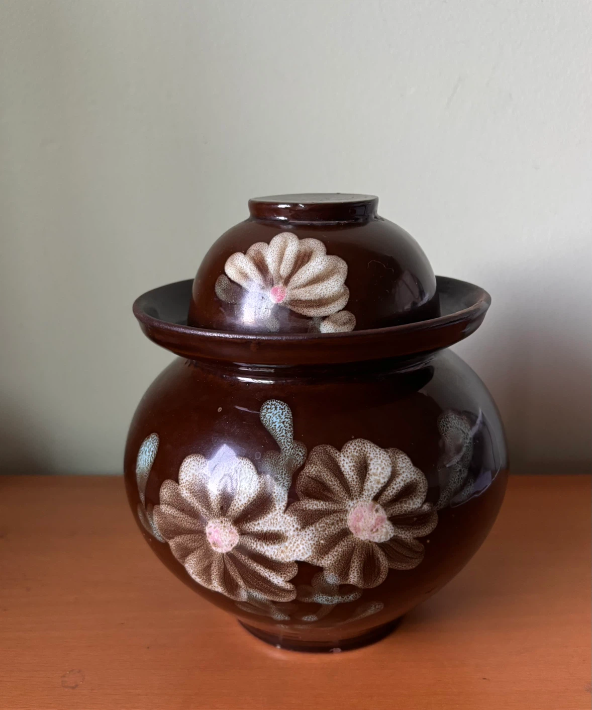 Vintage Ceramic Pickle Pot with Lid and Bowl