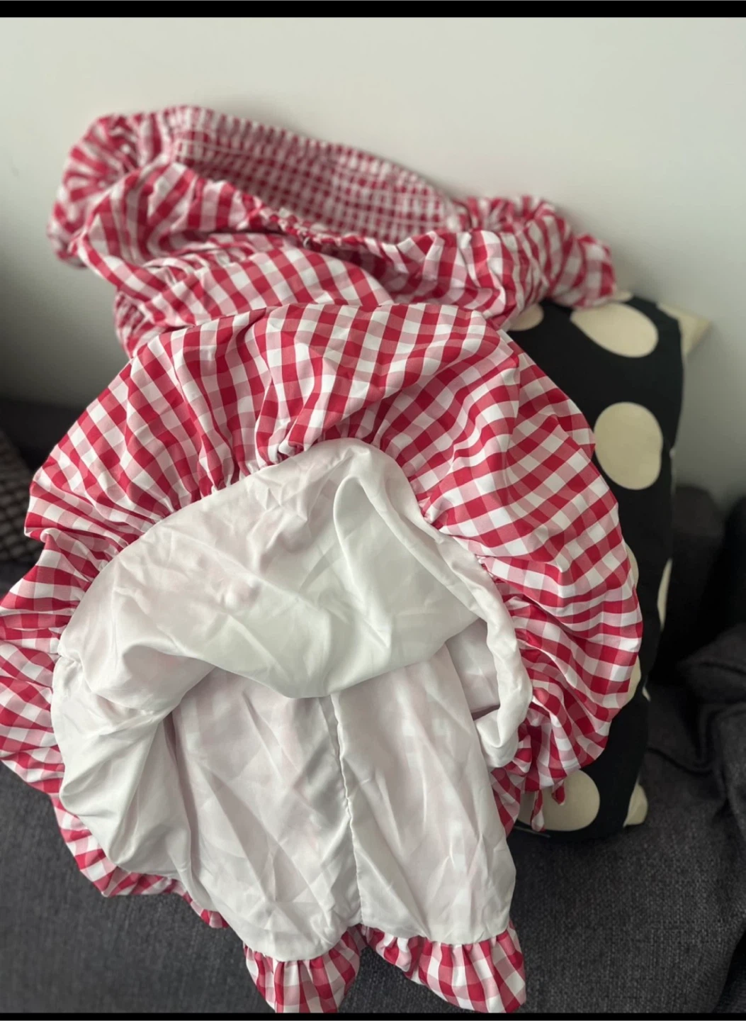 Red Gingham Smocked Off-the-Shoulder Dress - photo 2