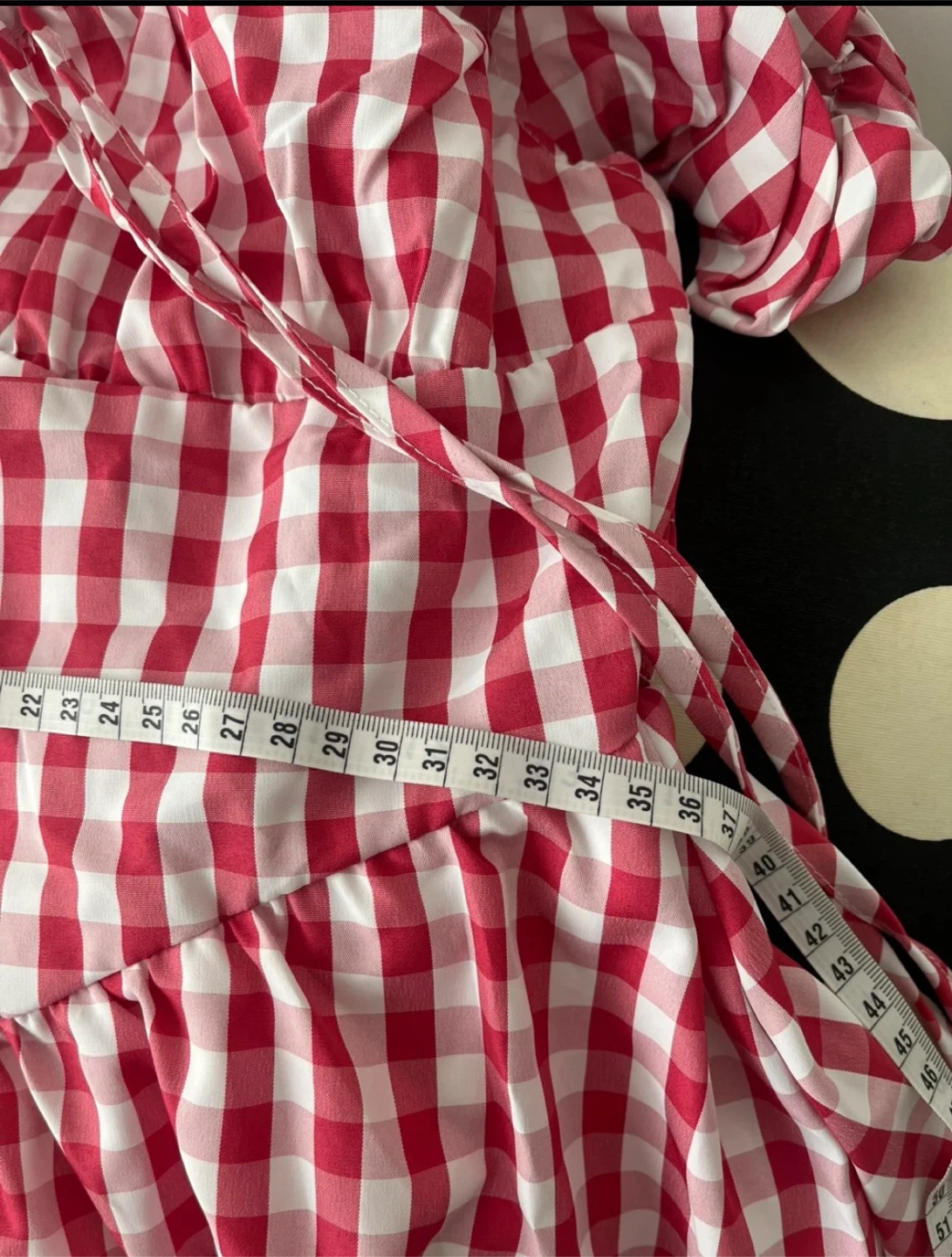 Red Gingham Smocked Off-the-Shoulder Dress - photo 5