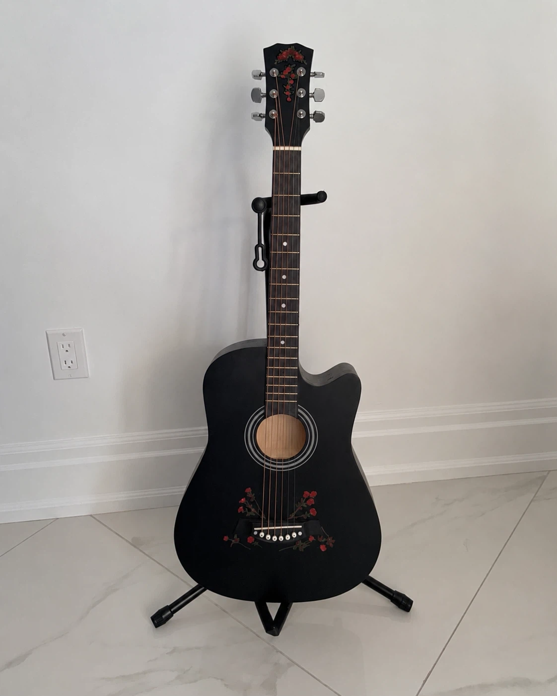 Acoustic Guitar with Floral Design - photo 2