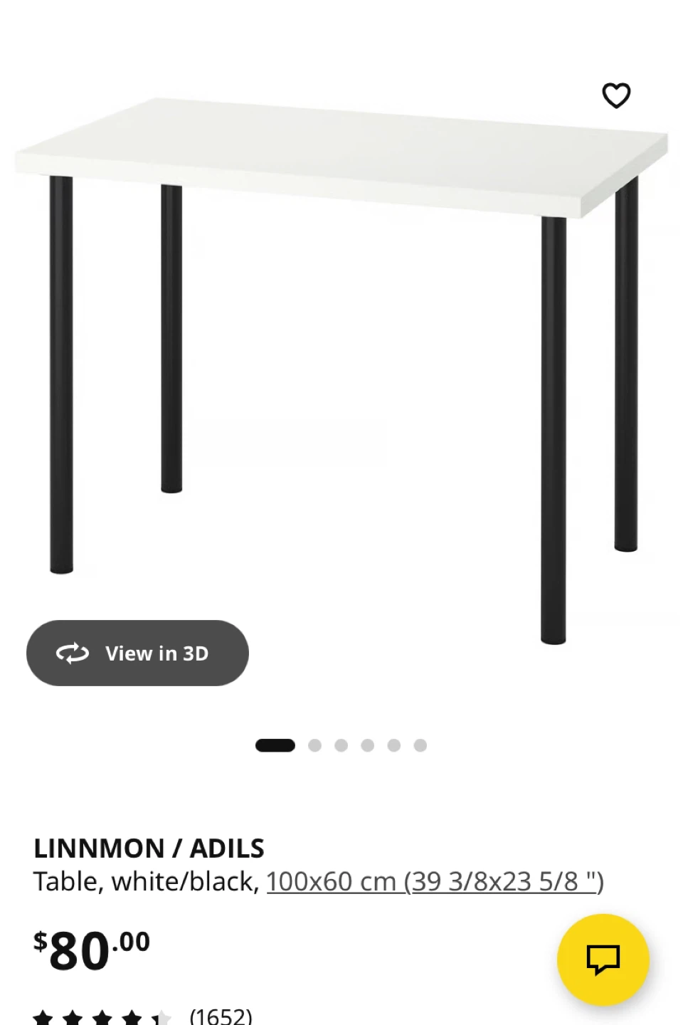 IKEA LINNMON / ADILS Table - White/Black