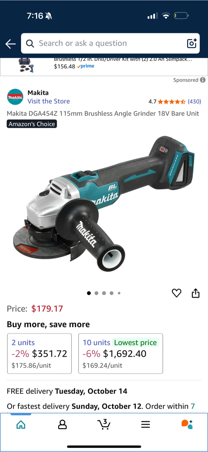 Makita DGA454Z 115mm Brushless Angle Grinder 18V Bare Unit