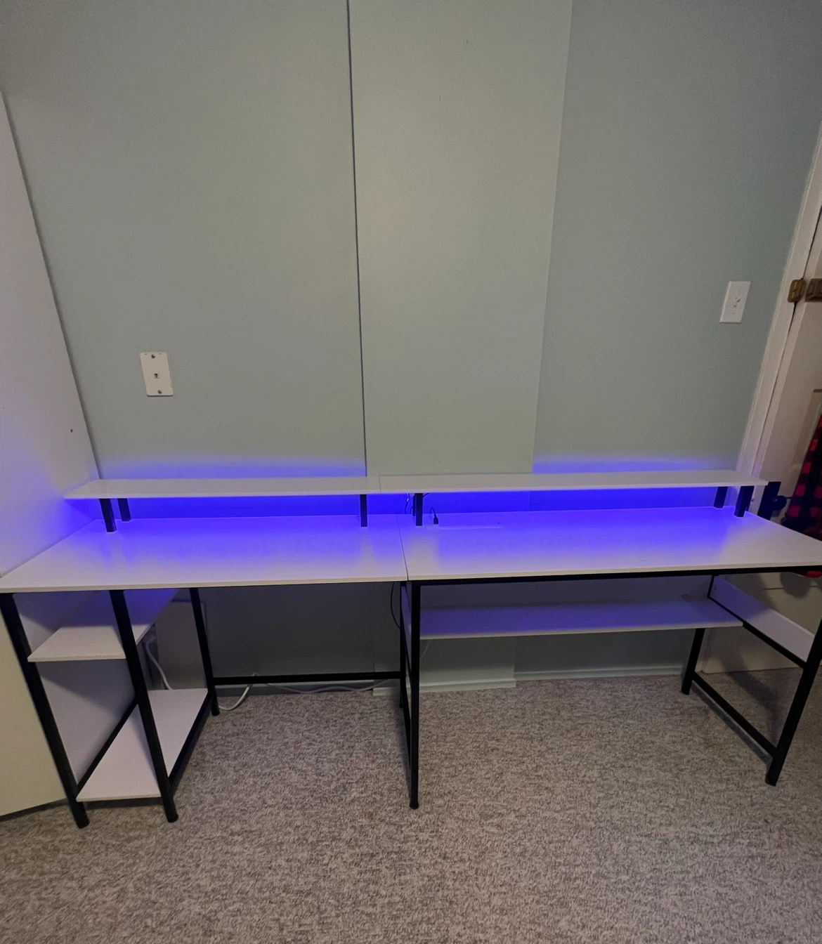 Long Desk / L-Shaped Desk with LED Lights + USB Ports