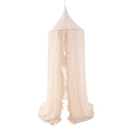 Wonder Space Kids Bed Canopy,Lace Chiffon w. Pom Pom,Beige/pink - photo 2