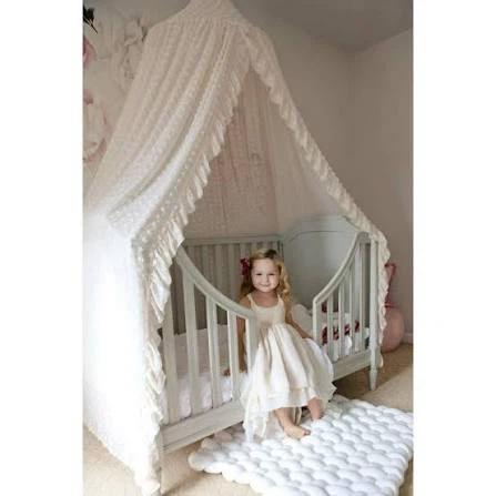 Wonder Space Kids Bed Canopy,Lace Chiffon w. Pom Pom,Beige/pink - photo 3