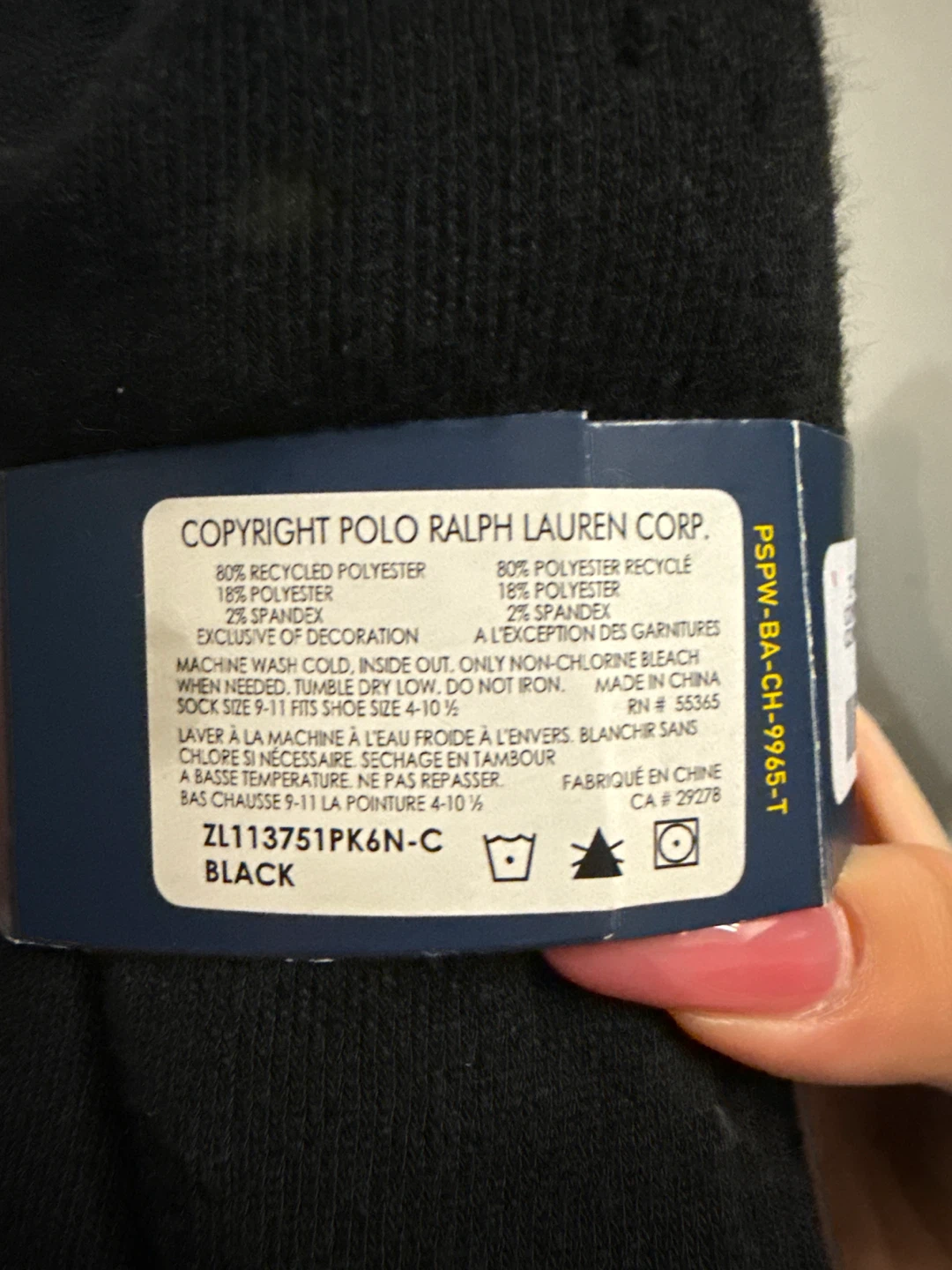 Polo Ralph Lauren Black Ankle Socks - 6 Pairs - photo 2