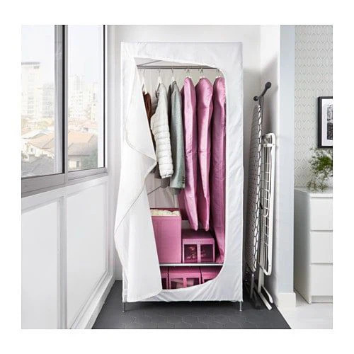White Portable Wardrobe Closet - photo 2