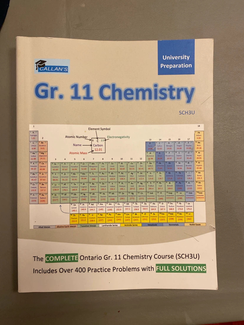 Callan's Gr. 11 Chemistry Textbook