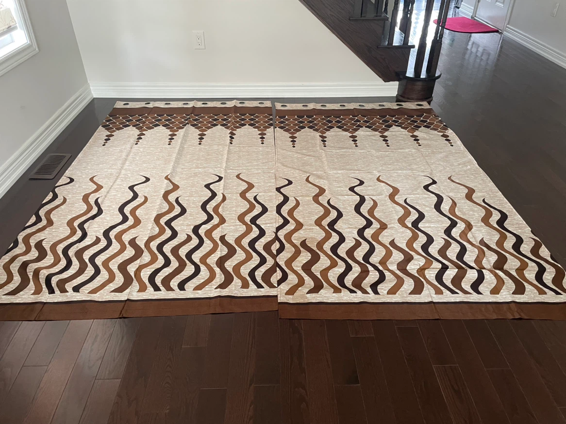 Brown Wave Pattern Curtains
