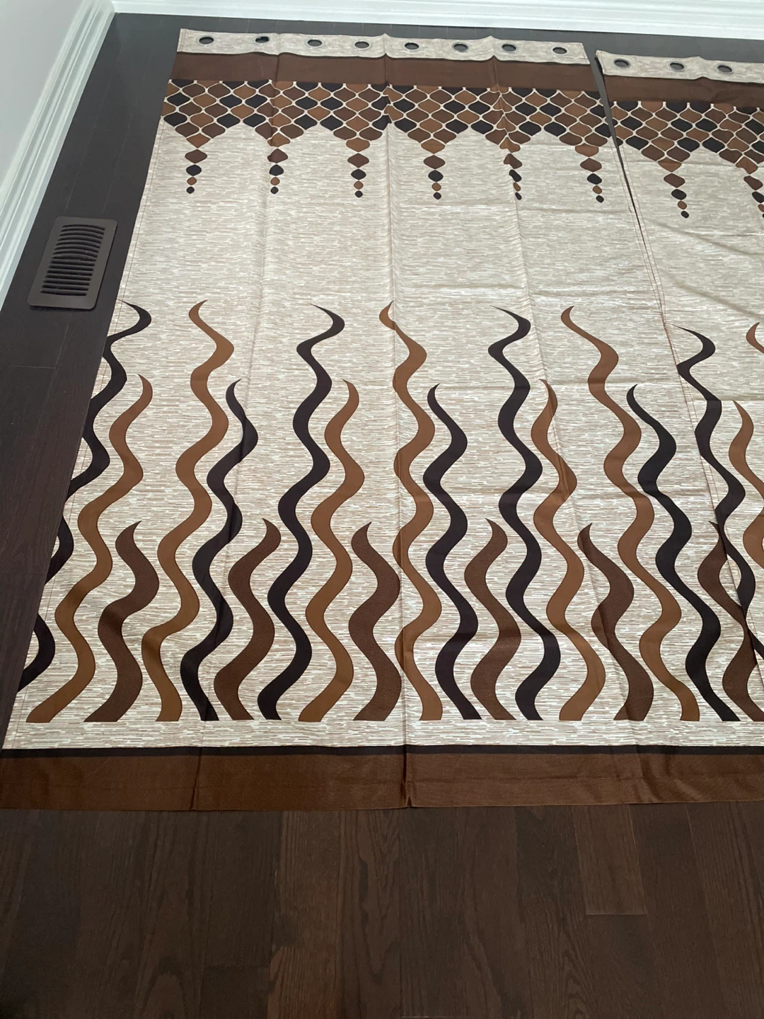 Brown Wave Pattern Curtains - photo 2