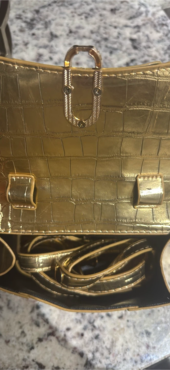 Gold Croc Embossed Handbag - photo 3