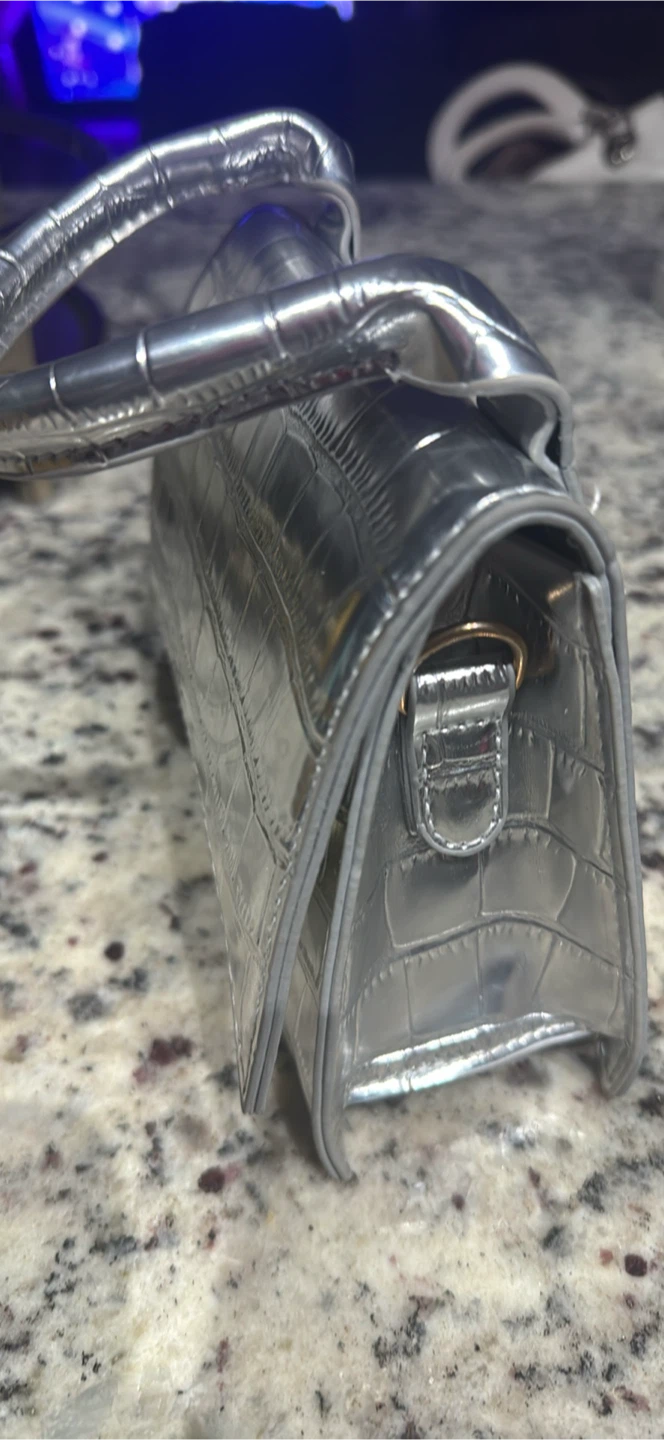 Silver Crocodile-Embossed Mini Handbag - photo 2