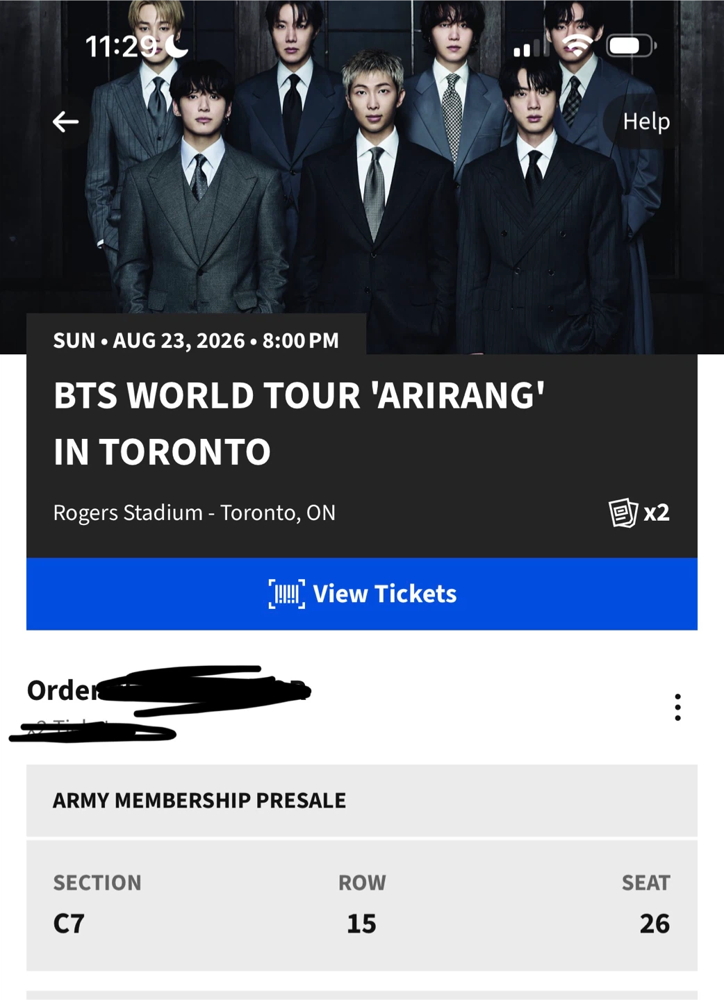 BTS concert ticket