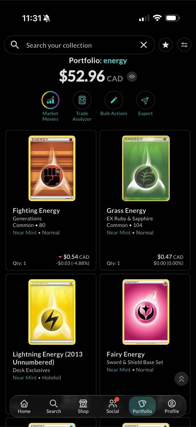 Pokemon Energy Cards - Fighting, Grass, Lightning, Fairy