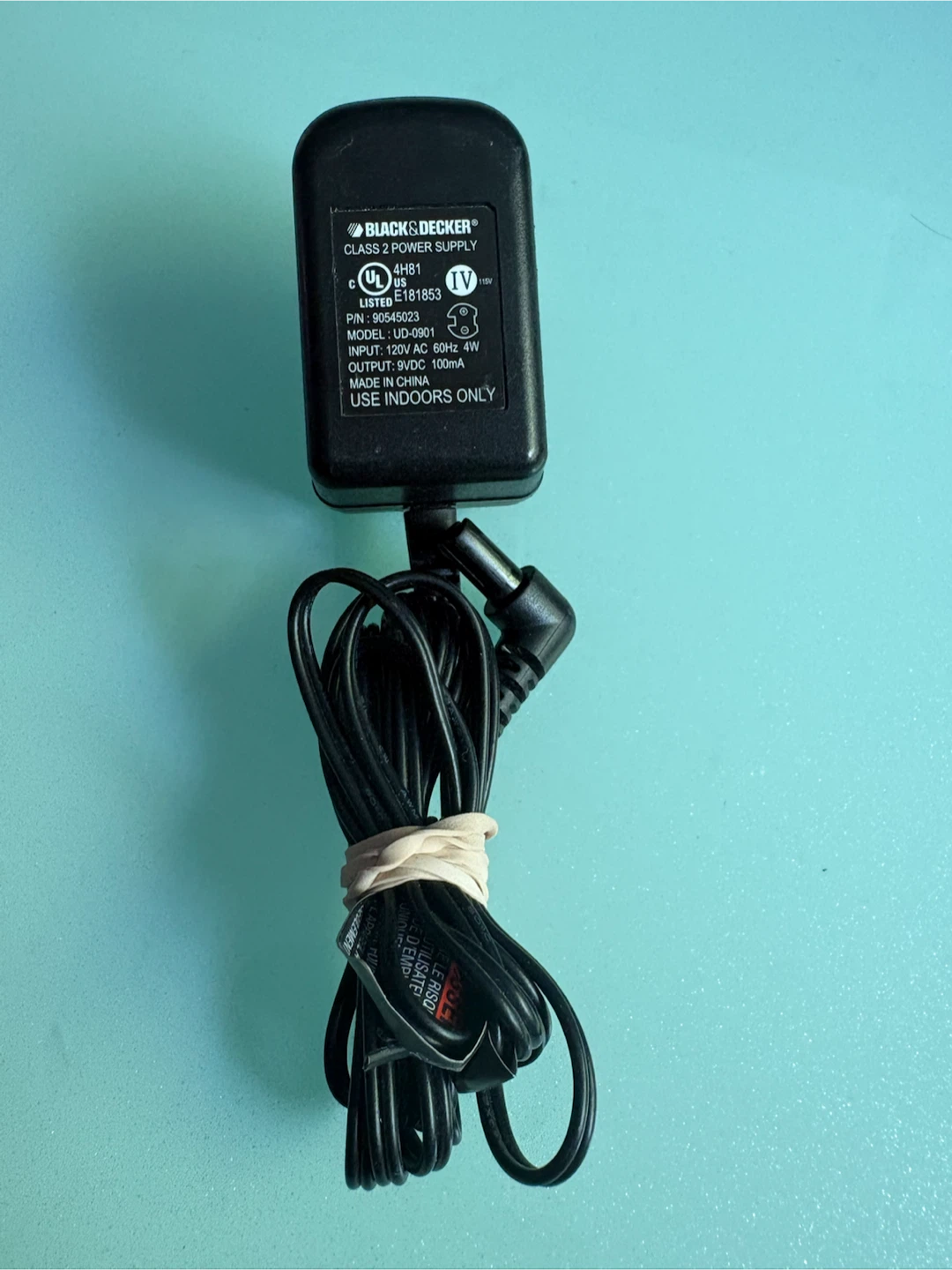 Black & Decker UD-0901 9VDC 100mA Power Supply Adapter
