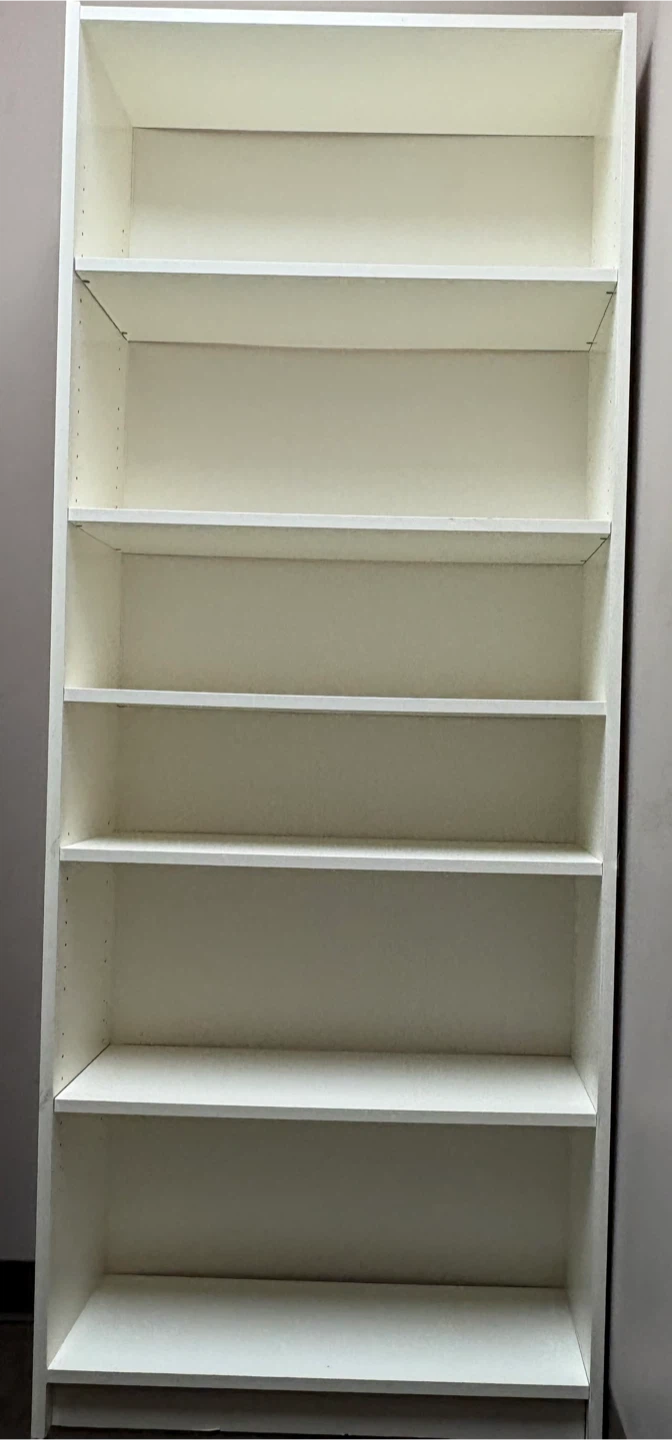 White 7-Shelf Bookshelf