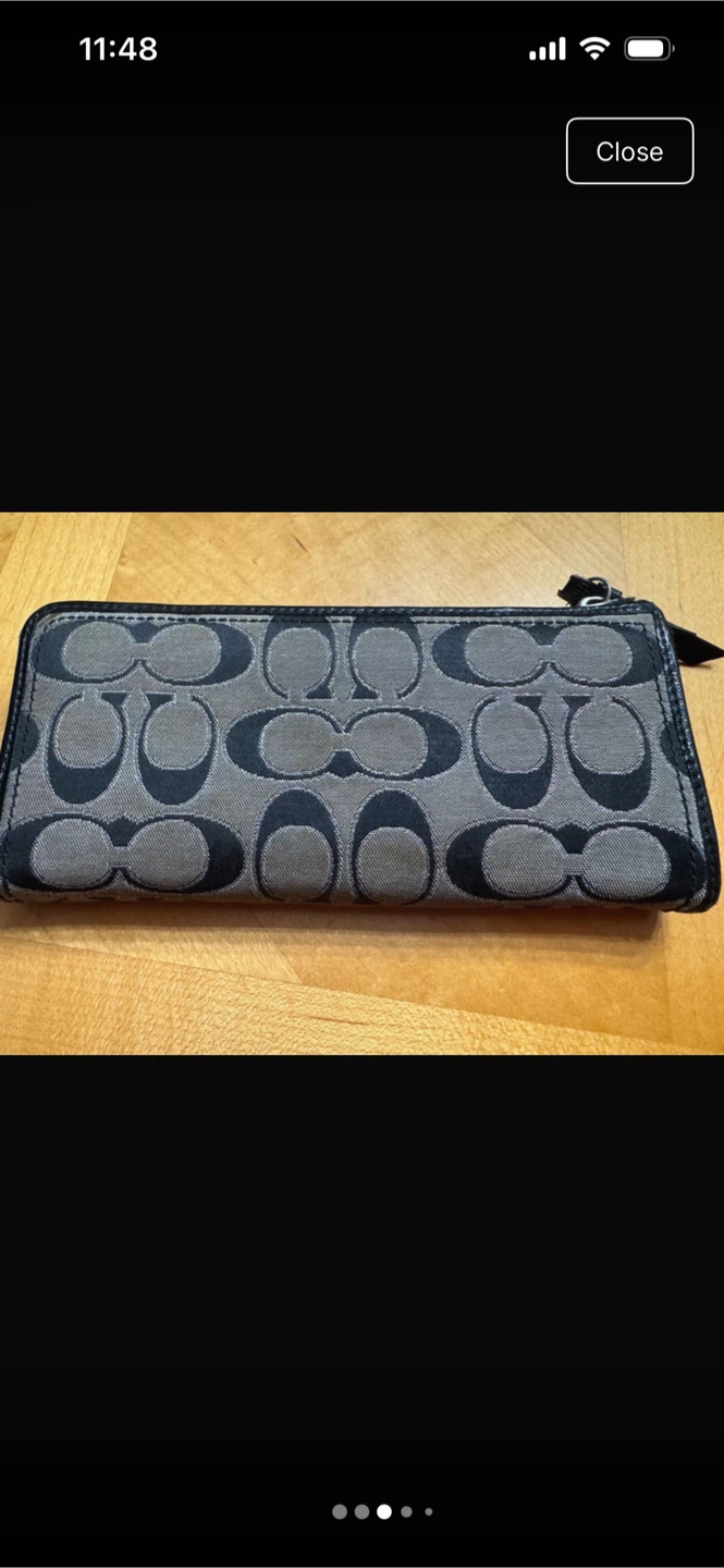 Authentic Coach Signature Zip Around Wallet