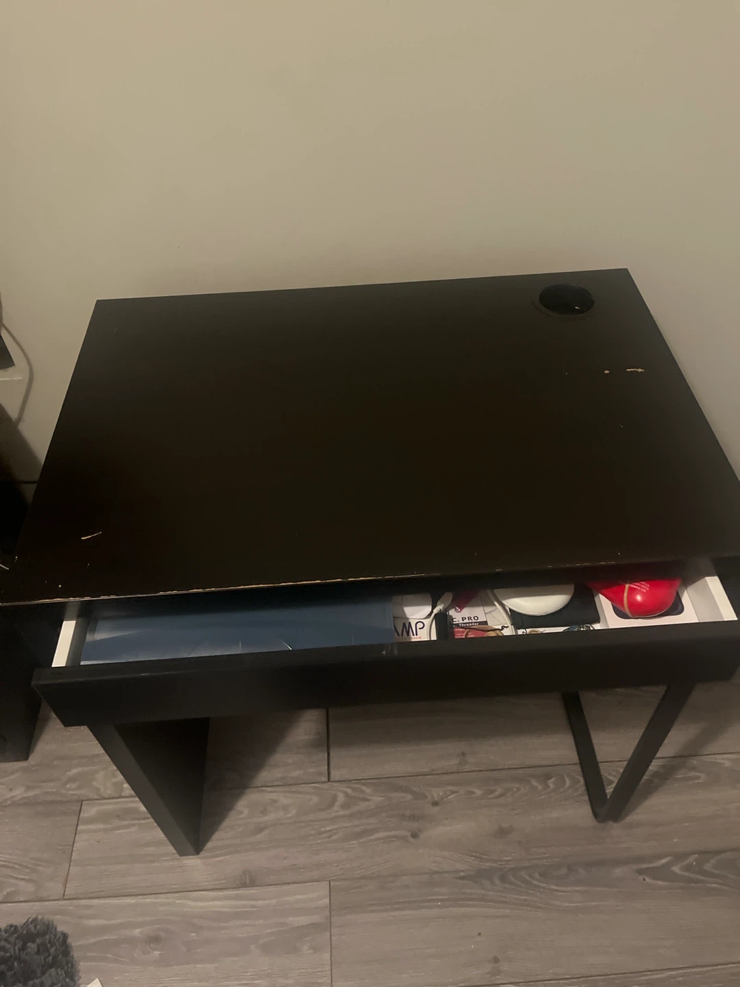 Black Ikea Desk with Drawer - photo 2