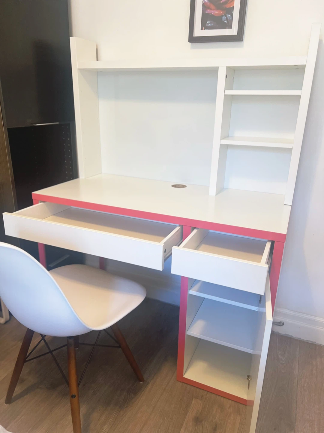 Delivery Available, IKEA Desk with hutch and Eames Style Chair - photo 2
