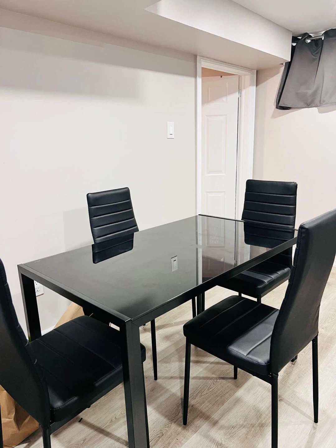 Black Dining Table Set with 4 Chairs
