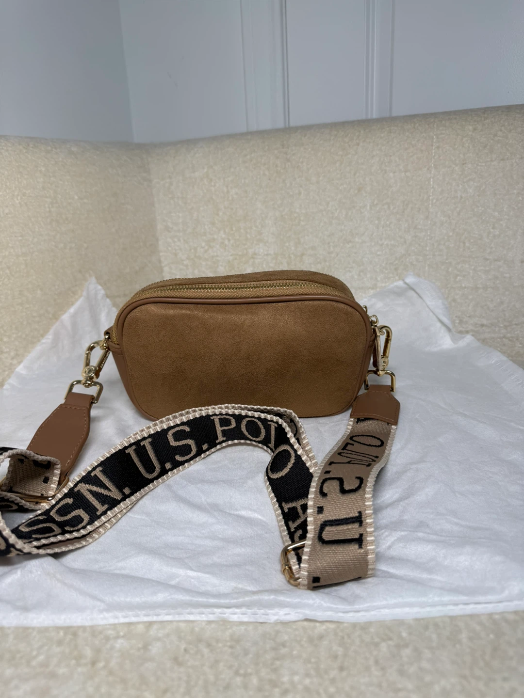 U.S. Polo Assn. Brown Suede Crossbody Bag - photo 2