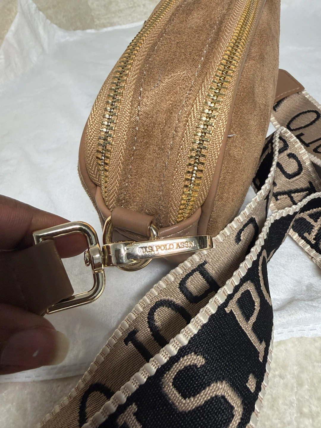 U.S. Polo Assn. Brown Suede Crossbody Bag - photo 3