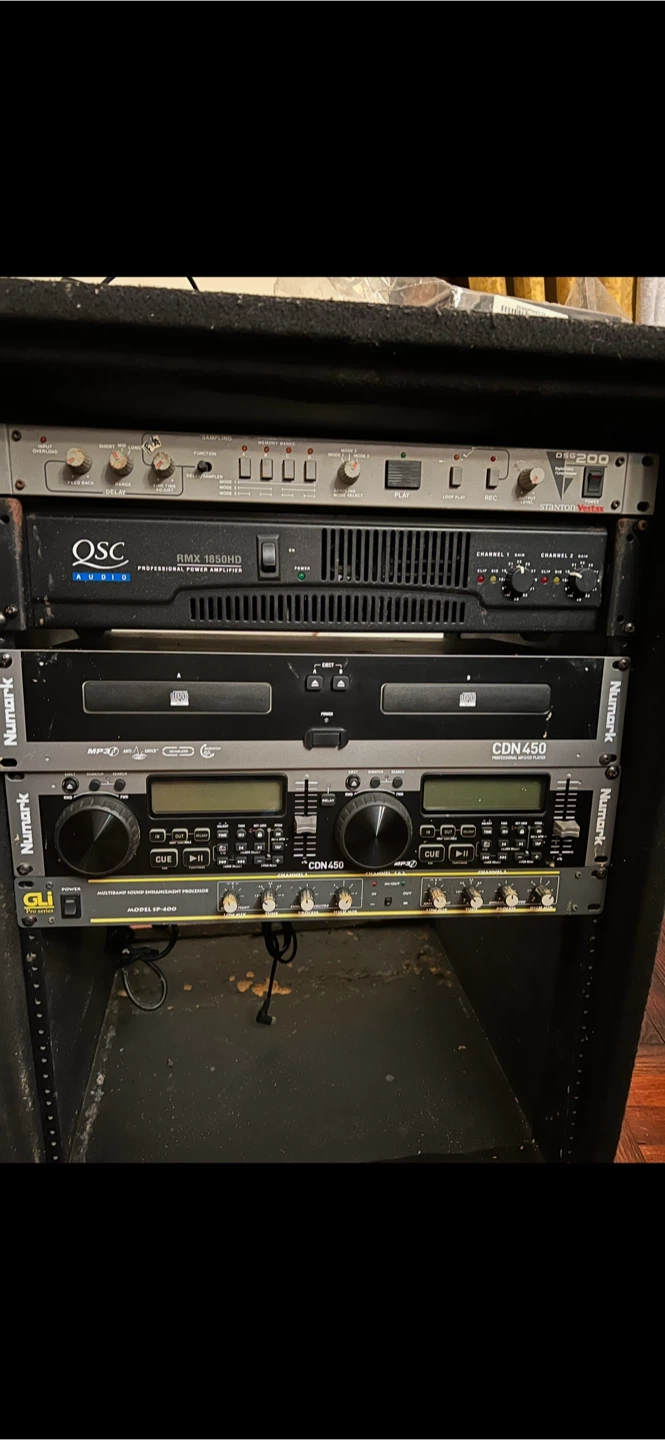Numark CDN450 and QSC Audio Professional DJ Rack Set