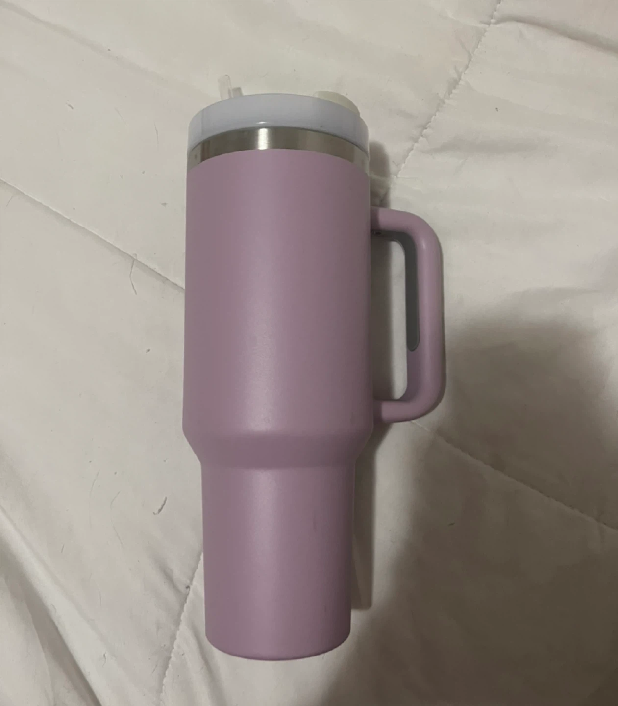 Purple Tumbler with Straw and Handle