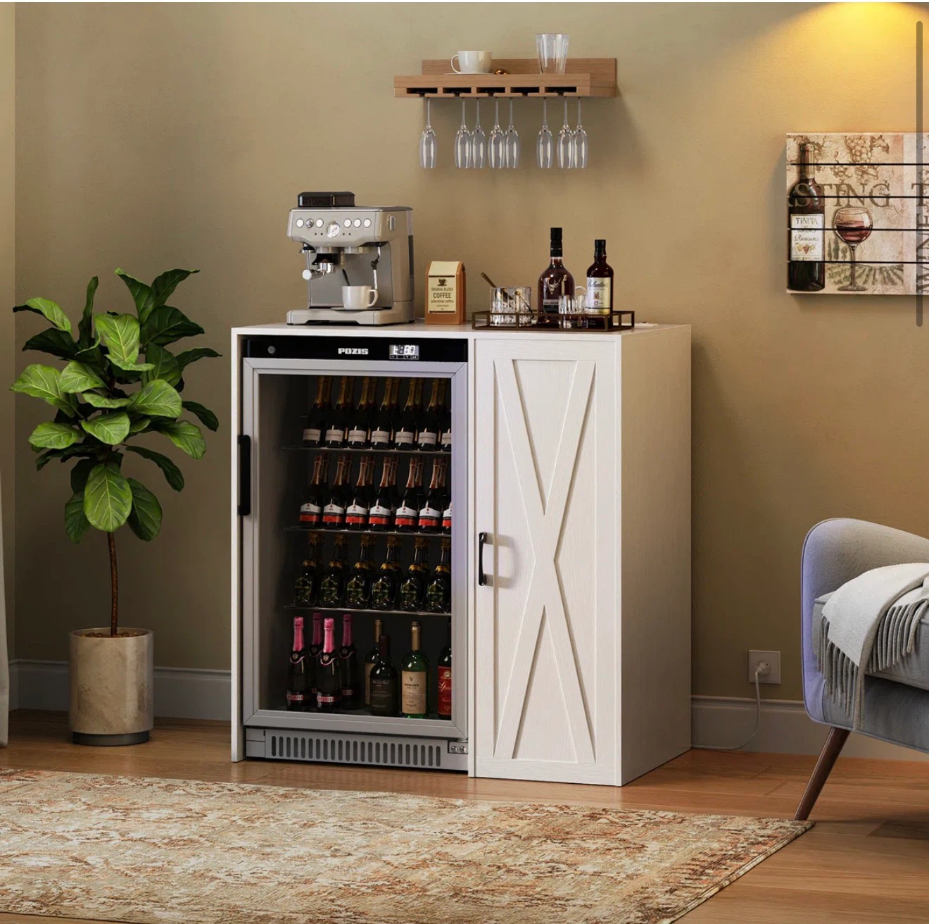 White Storage Cabinet / coffee bar with drawers - photo 2