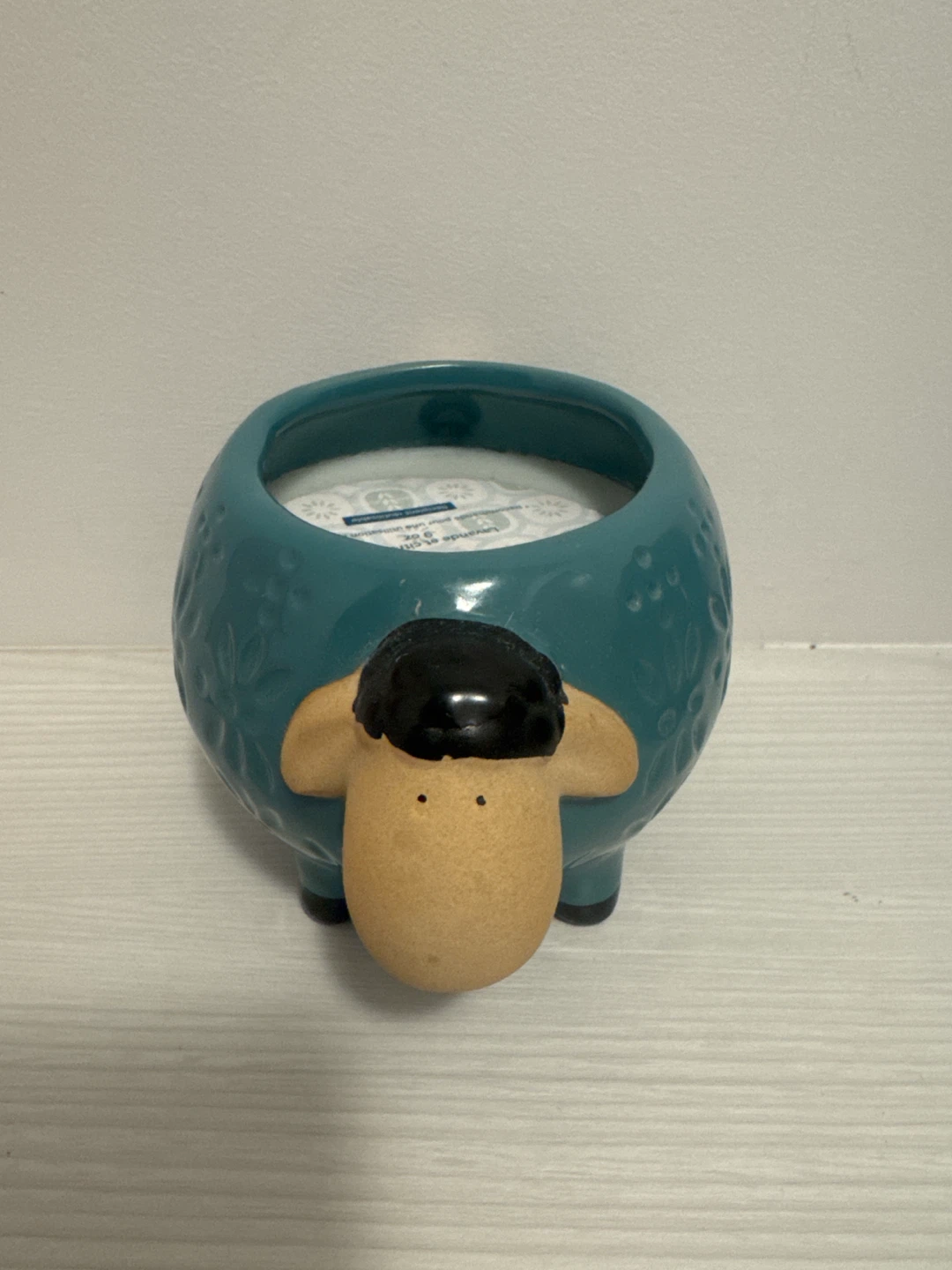 Sheep Shaped Blue Ceramic Citronella Candle