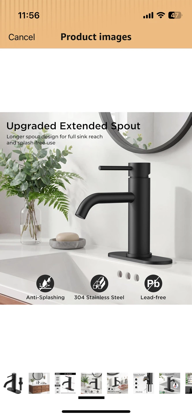 Black Bathroom Faucet with Water-Saving Aerator - photo 3