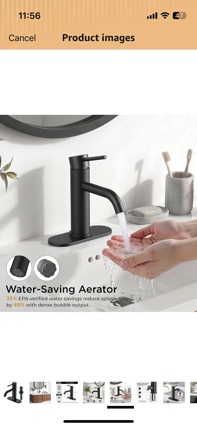 Black Bathroom Faucet with Water-Saving Aerator - photo 4