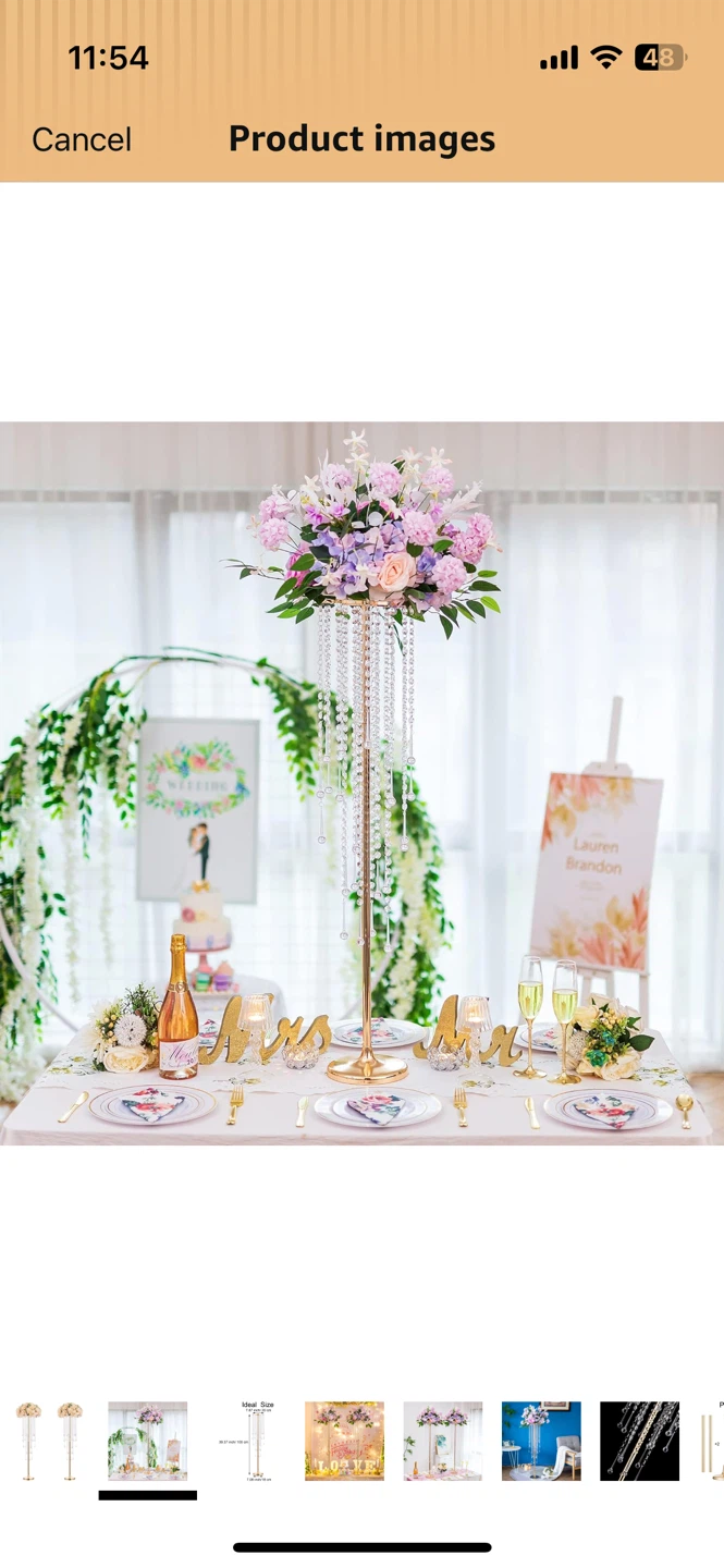 Gold Crystal Flower Stand Centerpiece 100cm - photo 2